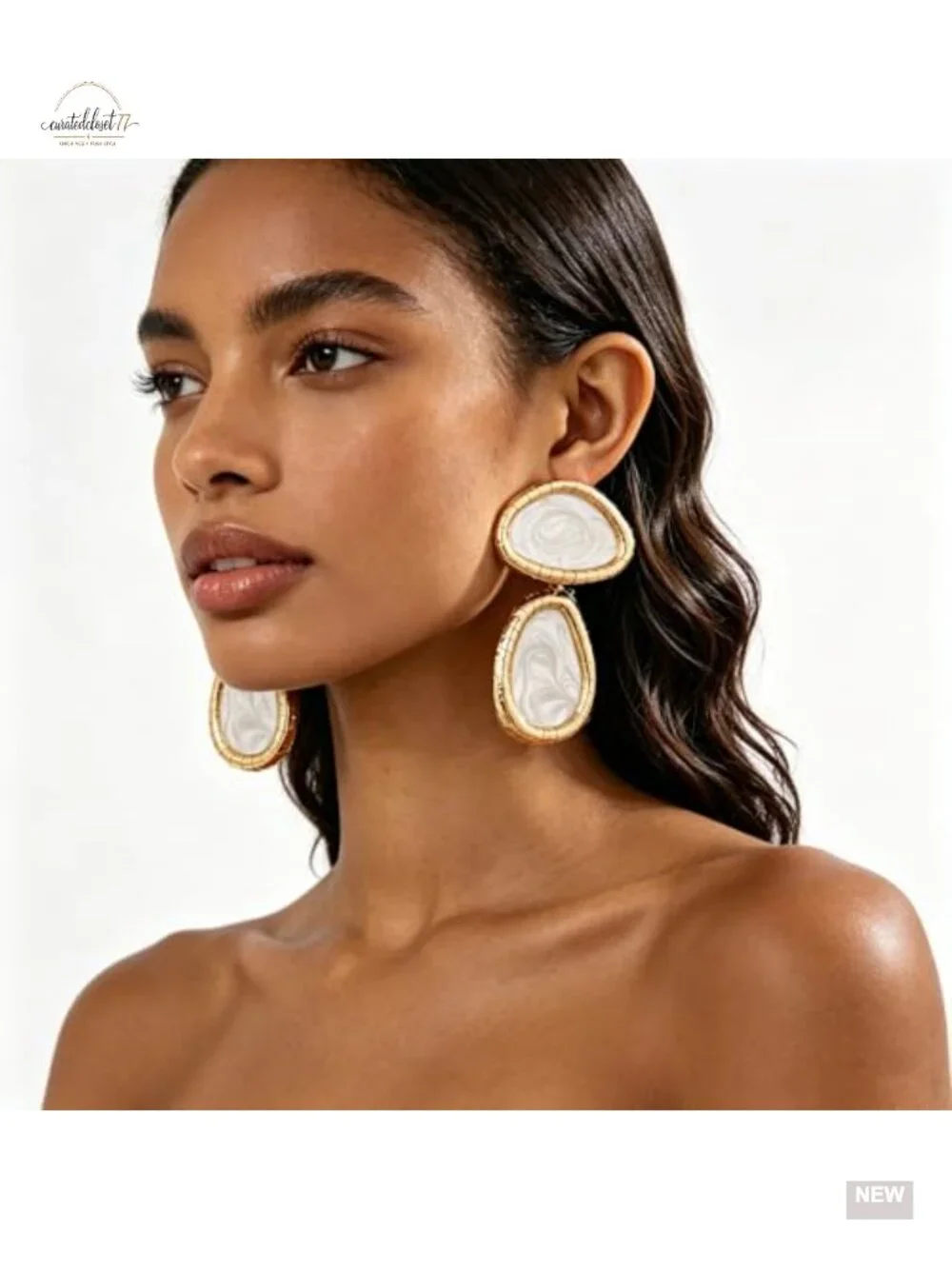 Vintage Chunky Gold Statement Earrings Bold Double Oval Dangle